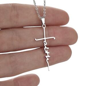 Christian Cross Necklace: Silver 'Walk by Faith' – Inspirational Gift for Her
C3